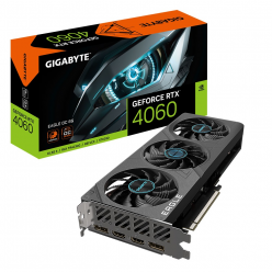 Gigabyte GeForce RTX™ 4060 EAGLE OC 8G / GDDR6 128bit, 2505/17000MHz, CUDA 3072, Triple Fan, PCIeX16 4.0, 2xHDMI, 2xDP, WindForce Cooling System, 3x80mm unique blade fans, Alternate Spinning, Screen Cooling, Dual Bios, Backplate, 1x 8-pin PCIe, Black